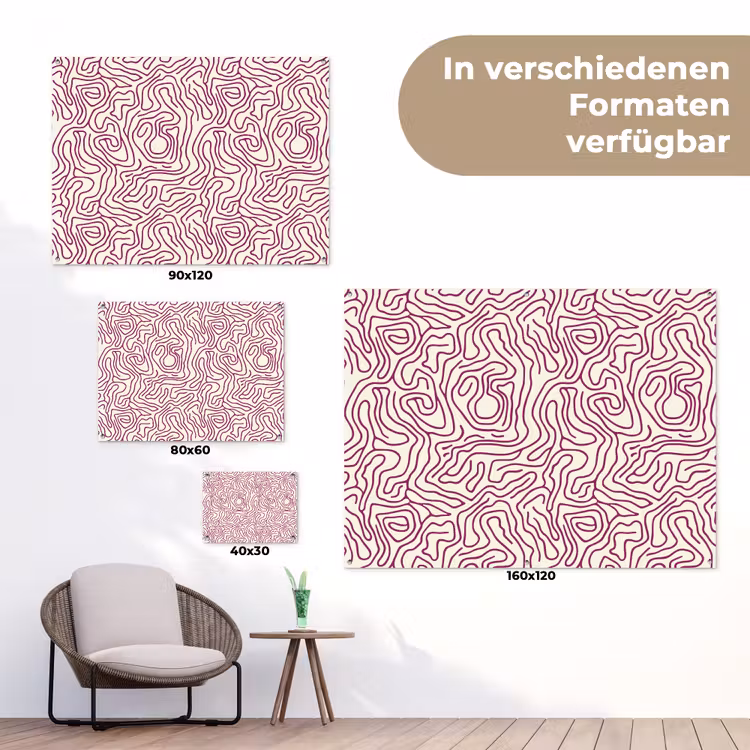 Kronkelende lijn - Magenta - Crème tuinposter los doek klein 239 -Xsfeer9_DE