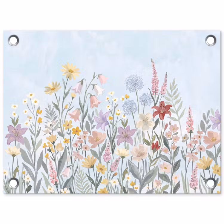 Weidebloemen - Illustratie - Kleurrijk tuinposter los doek klein -3d