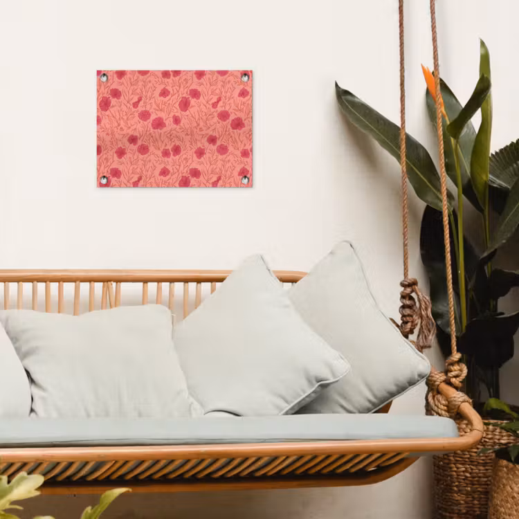 Weidebloemen - Romantisch - Roze tuinposter los doek klein 239 -sfeer7
