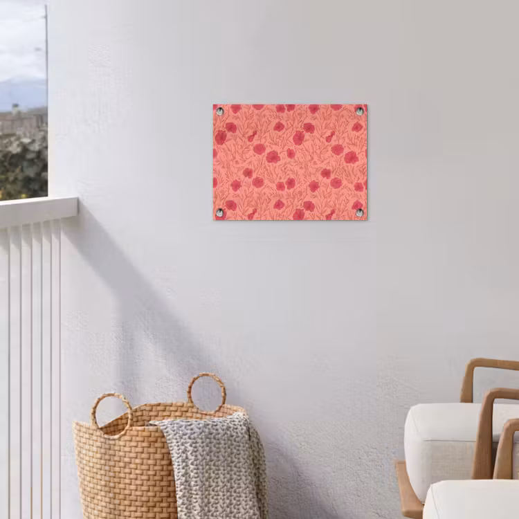 Weidebloemen - Romantisch - Roze tuinposter los doek klein 239 -sfeer8