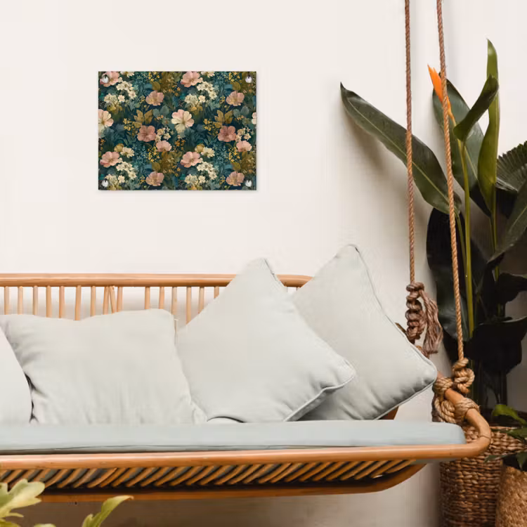 Wilde bloemen - Botanisch - Patroon - Roze - Romantisch tuinposter los doek klein 239 -sfeer7