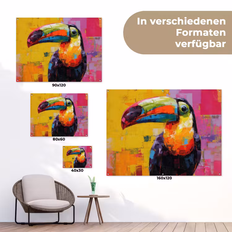 Toeken - Snavel - Kleurrijk - Blokken tuinposter los doek klein -Xsfeer9_DE