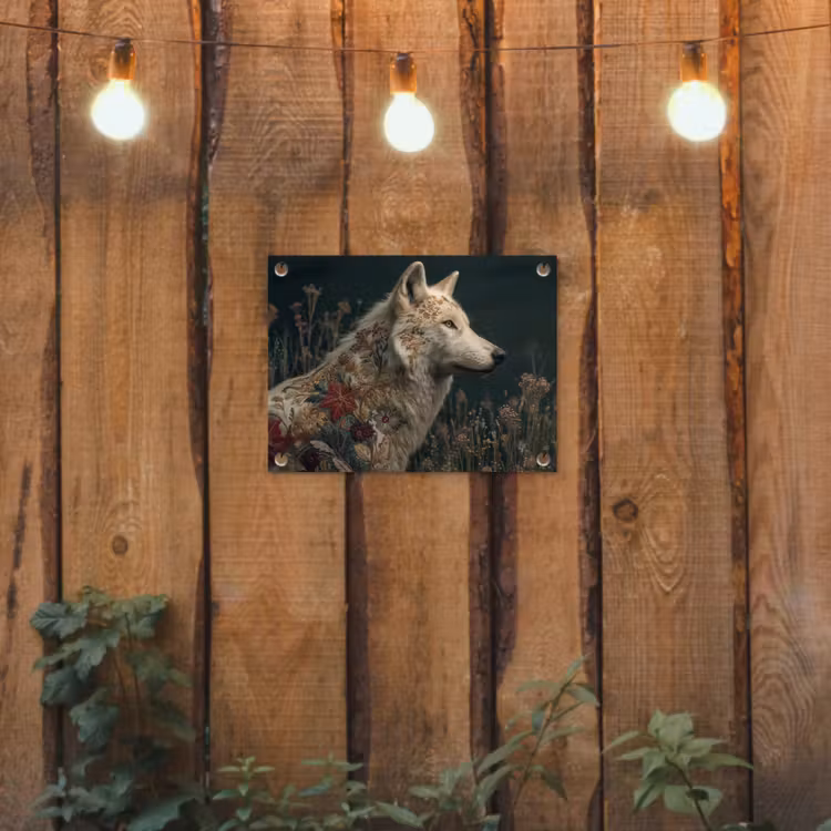 Wolf - Bloemen - Natuur tuinposter los doek klein -sfeer1