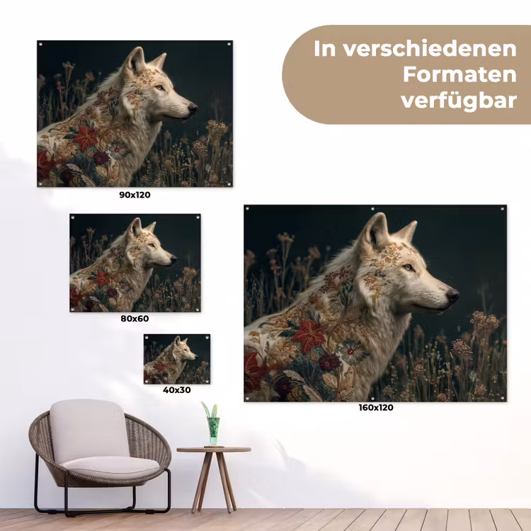 Wolf - Bloemen - Natuur tuinposter los doek klein -Xsfeer9_DE