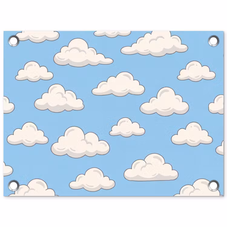 Wolk - Cartoon - Lucht - Blauw - Wit tuinposter los doek klein -3d