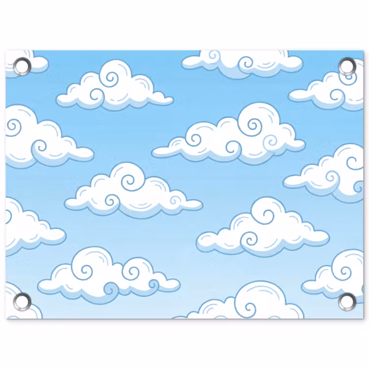 Wolk - Lucht - Cartoon - Blauw - Wit tuinposter los doek klein -3d