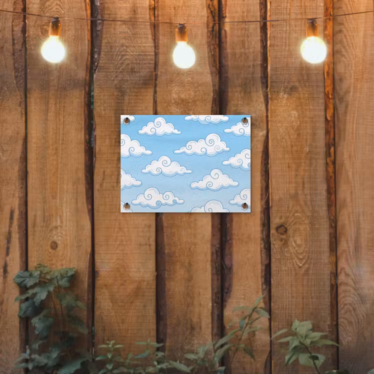 Wolk - Lucht - Cartoon - Blauw - Wit tuinposter los doek klein -sfeer1