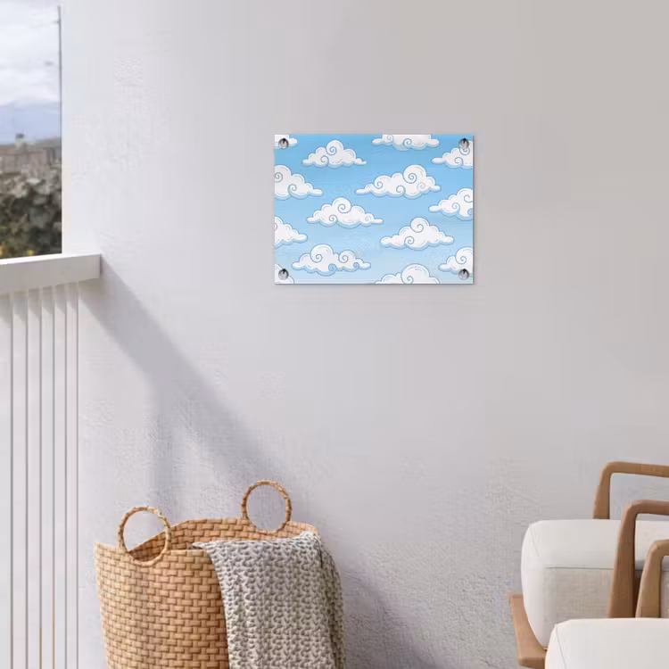 Wolk - Lucht - Cartoon - Blauw - Wit tuinposter los doek klein -sfeer8