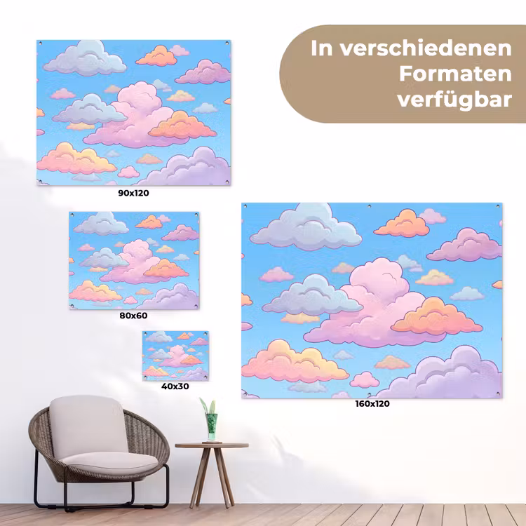 Wolk - Lucht - Natuur - Illustratie - Pastel tuinposter los doek klein -Xsfeer9_DE