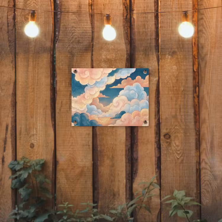 Wolk - Lucht - Natuur - Illustratief - Oranje tuinposter los doek klein -sfeer1