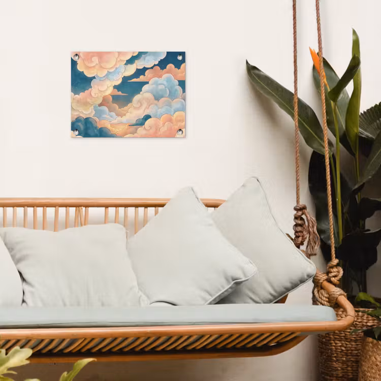 Wolk - Lucht - Natuur - Illustratief - Oranje tuinposter los doek klein -sfeer7