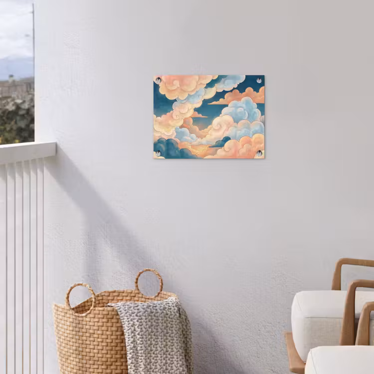 Wolk - Lucht - Natuur - Illustratief - Oranje tuinposter los doek klein -sfeer8