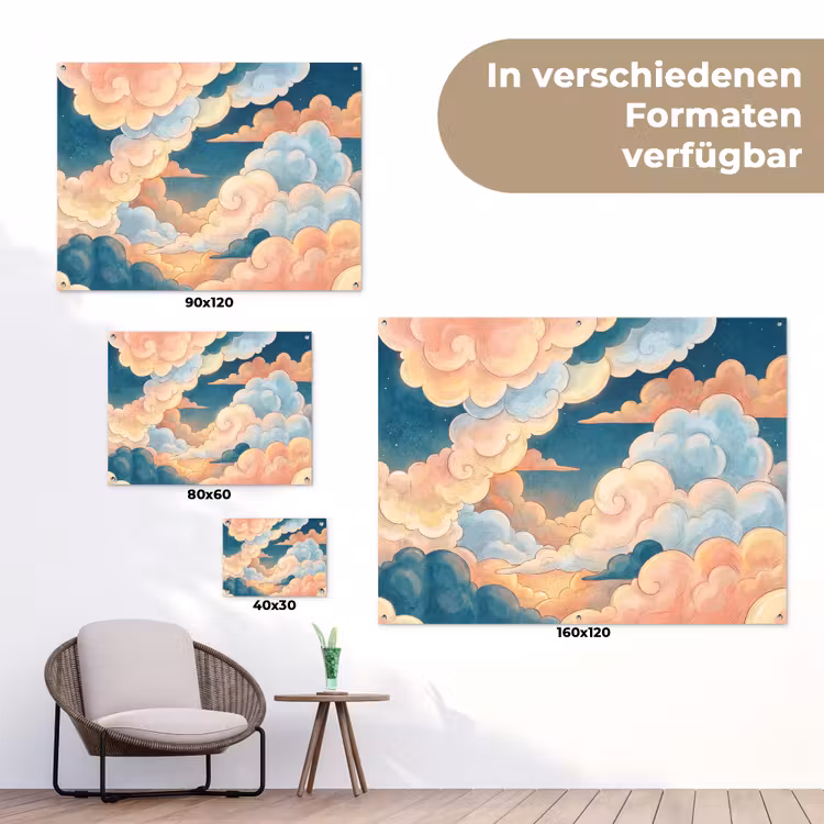 Wolk - Lucht - Natuur - Illustratief - Oranje tuinposter los doek klein -Xsfeer9_DE