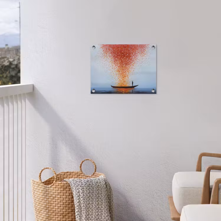 Wolk - Confetti - Boot - Wateroppervlakte tuinposter los doek klein -sfeer8