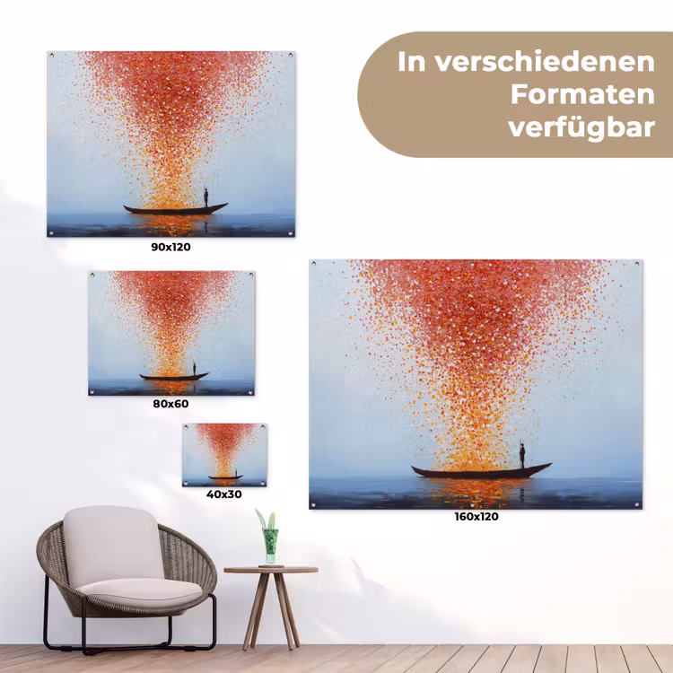 Wolk - Confetti - Boot - Wateroppervlakte tuinposter los doek klein -Xsfeer9_DE