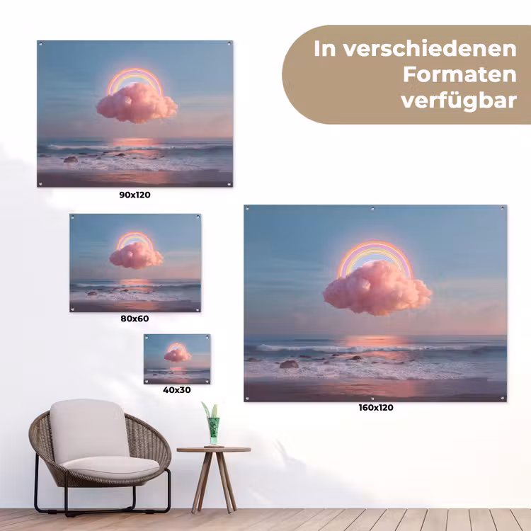 Wolk - Regenboog - Zee tuinposter los doek klein -Xsfeer9_DE