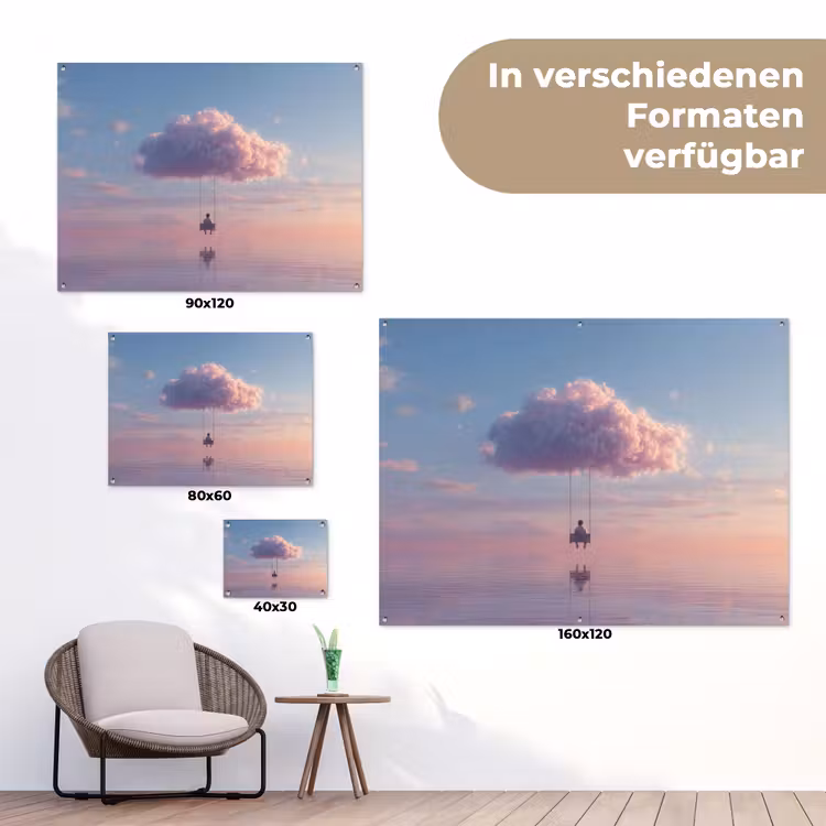 Wolk - Schommel - Kleurrijke lucht tuinposter los doek klein -Xsfeer9_DE
