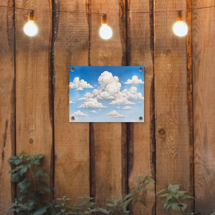 Wolken - Blauwe lucht - Natuur - Modern - Wit tuinposter los doek klein -sfeer1