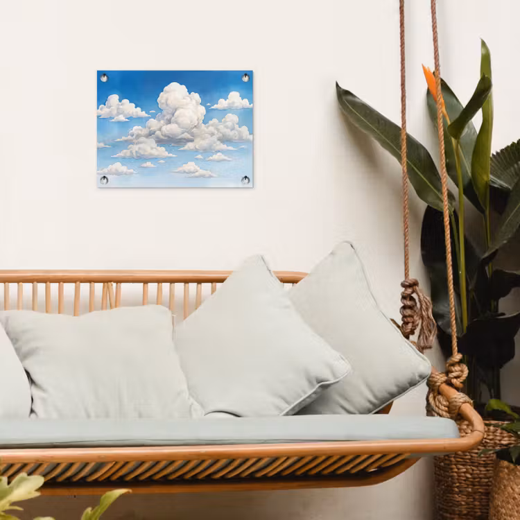 Wolken - Blauwe lucht - Natuur - Modern - Wit tuinposter los doek klein -sfeer7