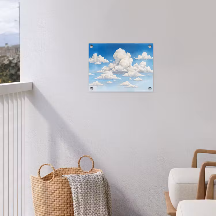 Wolken - Blauwe lucht - Natuur - Modern - Wit tuinposter los doek klein -sfeer8