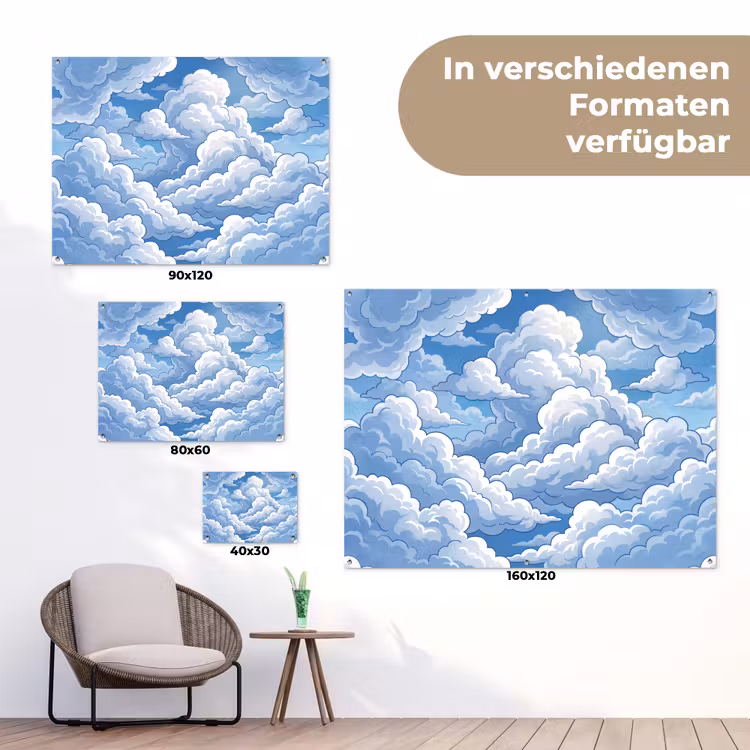 Wolken - Hemel - Abstract - Wit tuinposter los doek klein -Xsfeer9_DE