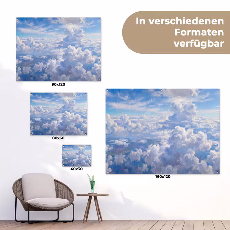 Wolken - Lucht - Natuur - Abstract - Blauw tuinposter los doek klein -Xsfeer9_DE