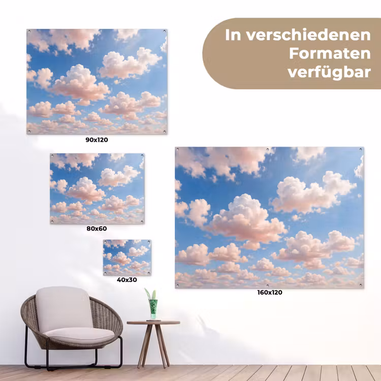 Wolken - Hemel - Natuur - Licht - Blauw tuinposter los doek klein -Xsfeer9_DE