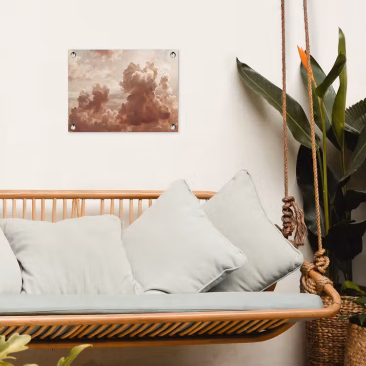 Wolken - Lucht - Natuur - Modern - Bruin tuinposter los doek klein -sfeer7