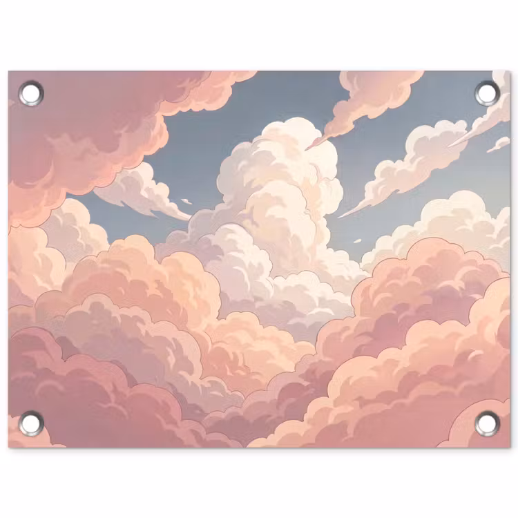 Wolken - Lucht - Natuur - Pastel - Roze tuinposter los doek klein -3d