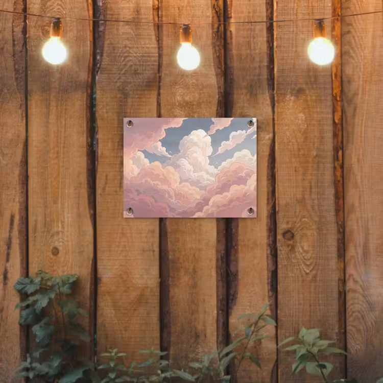 Wolken - Lucht - Natuur - Pastel - Roze tuinposter los doek klein -sfeer1