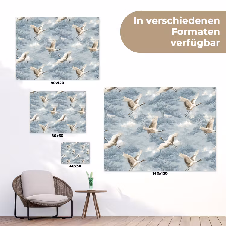 Wolken - Kraanvogels - Blauw tuinposter los doek klein 239 -Xsfeer9_DE