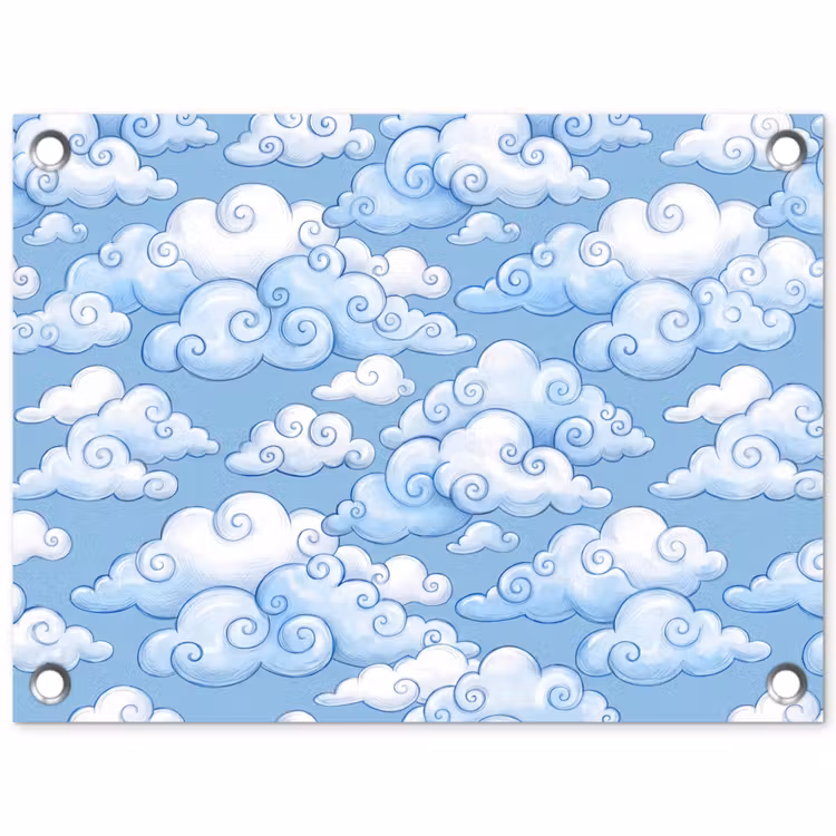 Wolken - Patroon - Hemel - Illustratie - Wit tuinposter los doek klein -3d