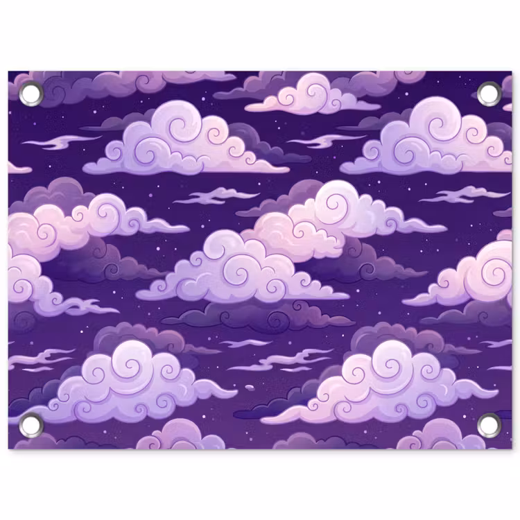 Wolken - Nacht - Natuur - Abstract - Paars tuinposter los doek klein -3d