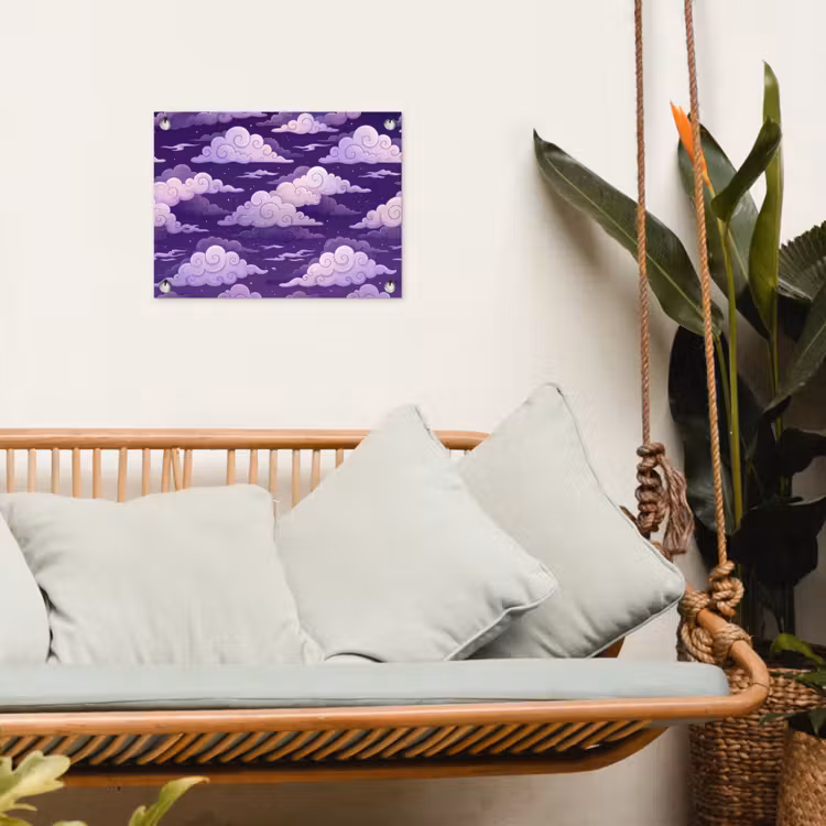 Wolken - Nacht - Natuur - Abstract - Paars tuinposter los doek klein -sfeer7