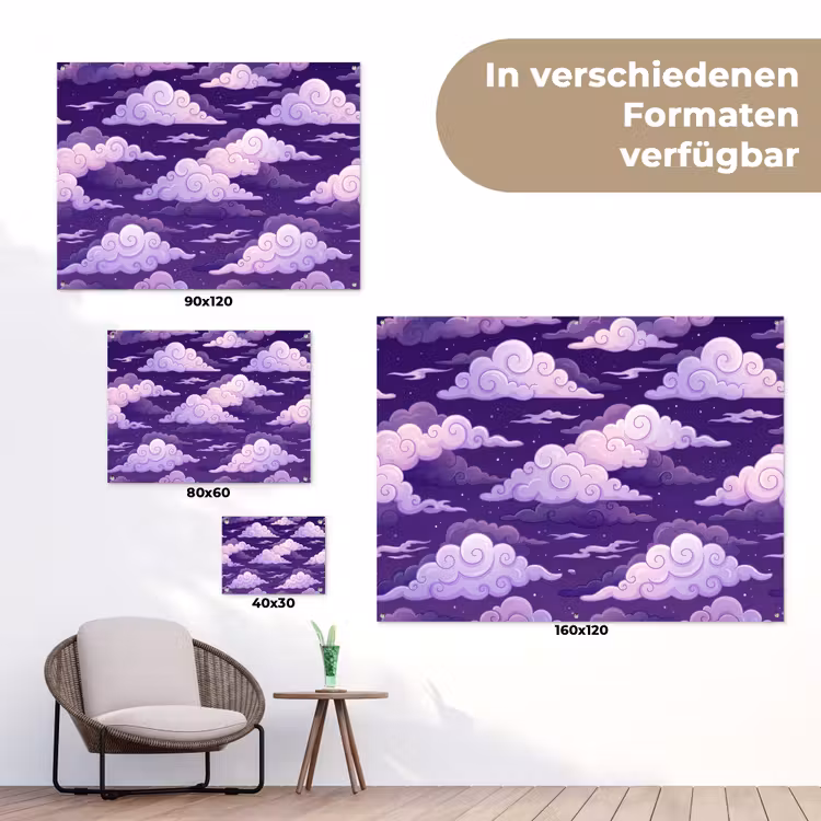 Wolken - Nacht - Natuur - Abstract - Paars tuinposter los doek klein -Xsfeer9_DE