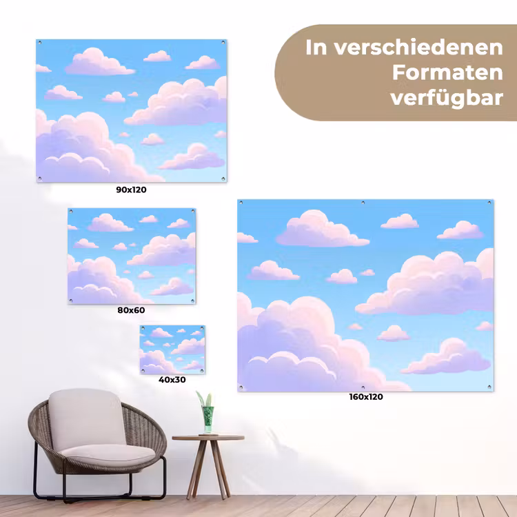 Wolken - Roze - Blauw - Natuur - Modern tuinposter los doek klein -Xsfeer9_DE