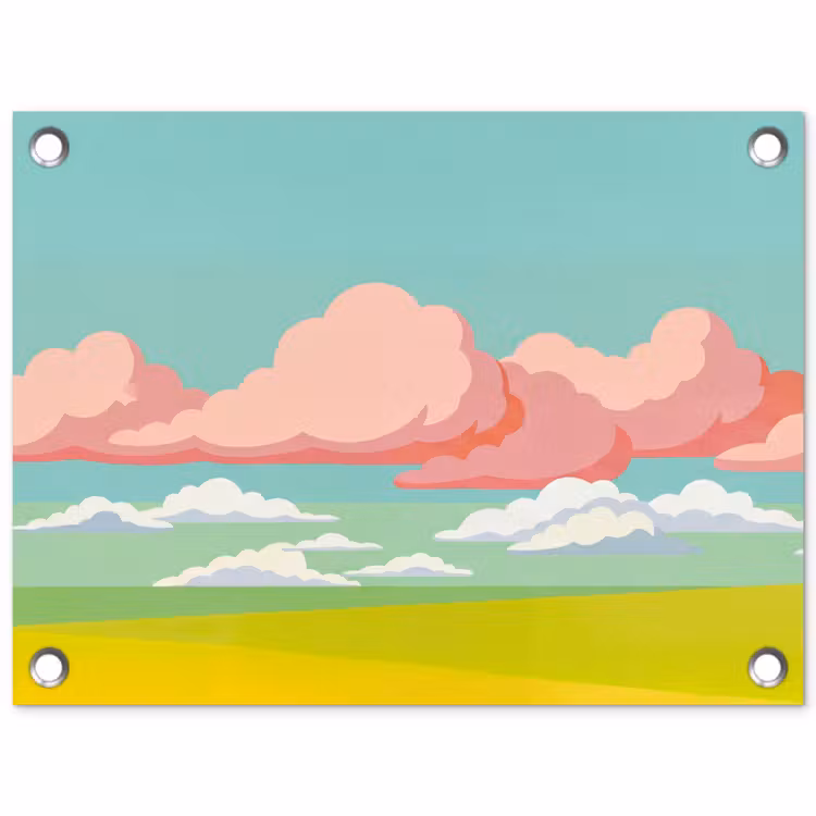 Wolken - Roze - Natuur - Modern - Pastel tuinposter los doek klein -3d