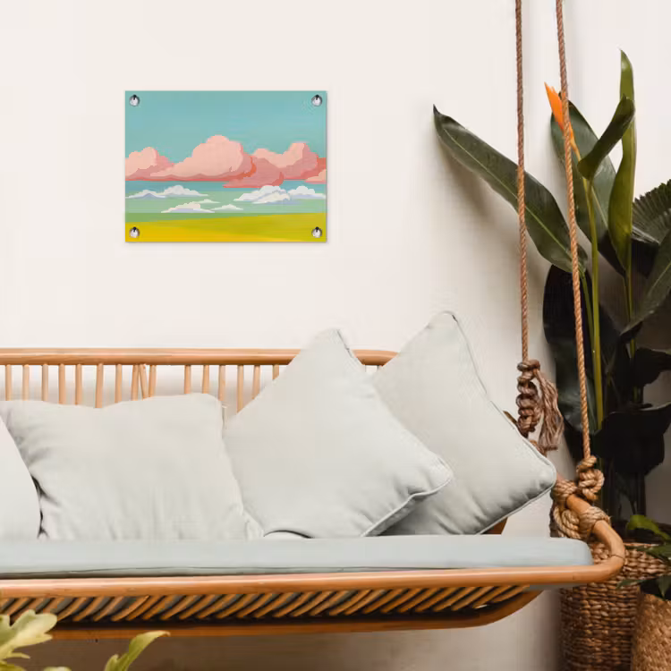 Wolken - Roze - Natuur - Modern - Pastel tuinposter los doek klein -sfeer7
