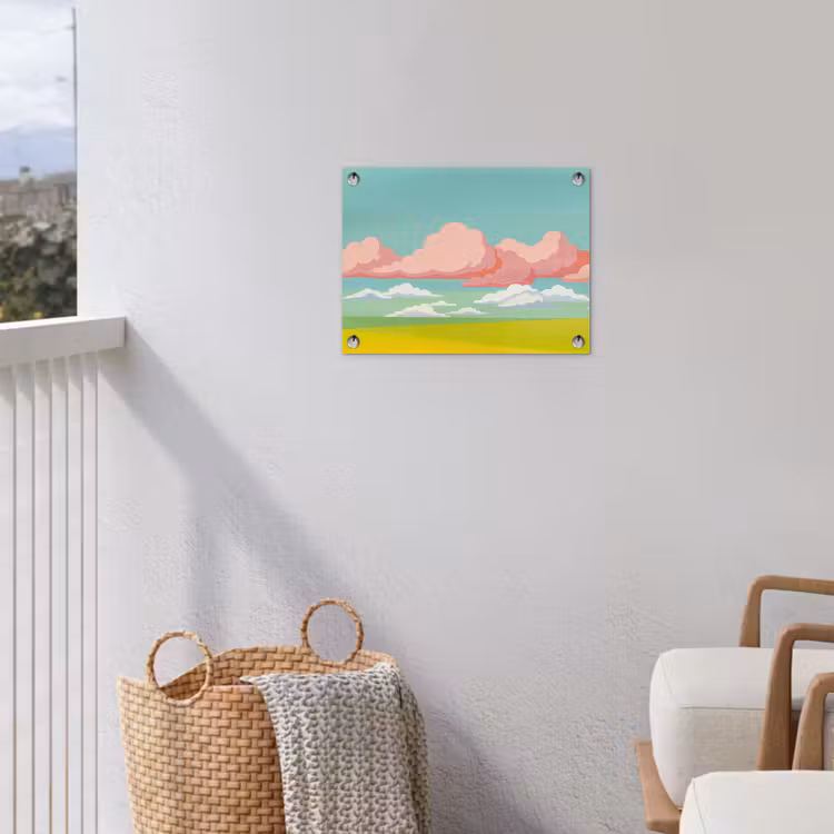 Wolken - Roze - Natuur - Modern - Pastel tuinposter los doek klein -sfeer8