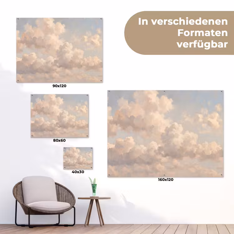 Wolken - Zacht - Natuur - Klassiek - Beige tuinposter los doek klein -Xsfeer9_DE
