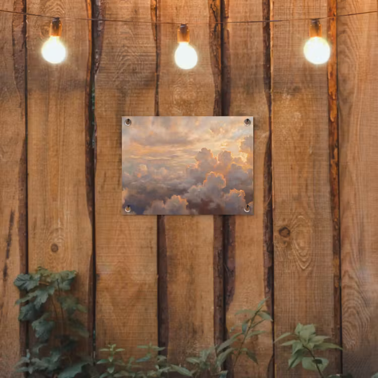 Wolken - Zonsondergang - Natuur - Abstract - Goud tuinposter los doek klein -sfeer1