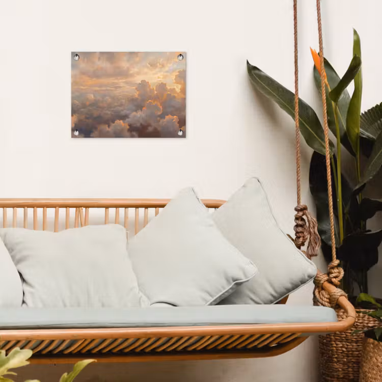 Wolken - Zonsondergang - Natuur - Abstract - Goud tuinposter los doek klein -sfeer7