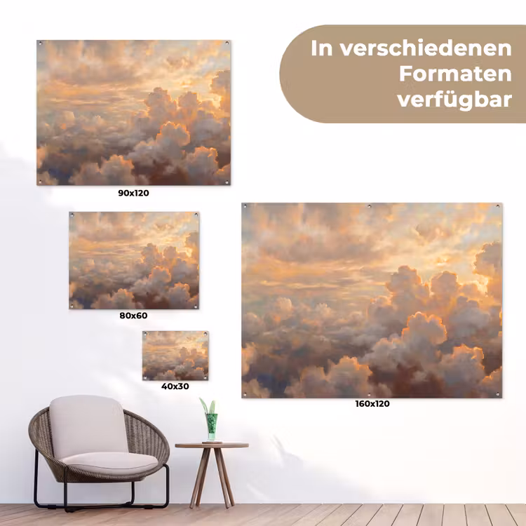 Wolken - Zonsondergang - Natuur - Abstract - Goud tuinposter los doek klein -Xsfeer9_DE