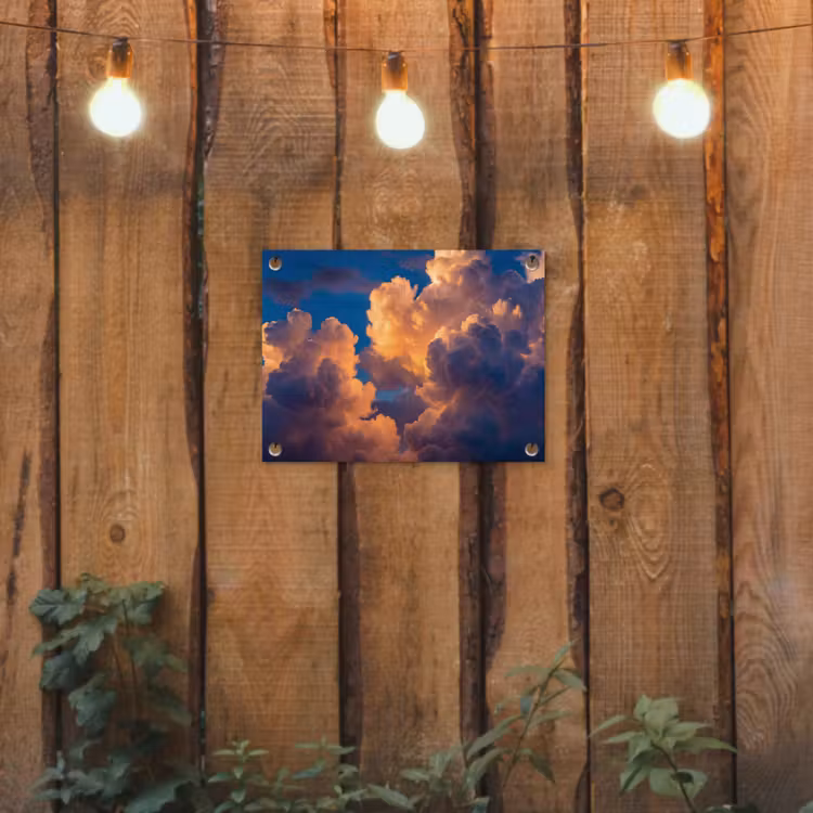 Wolken - Zonsondergang - Natuur - Oranje - Blauw tuinposter los doek klein -sfeer1