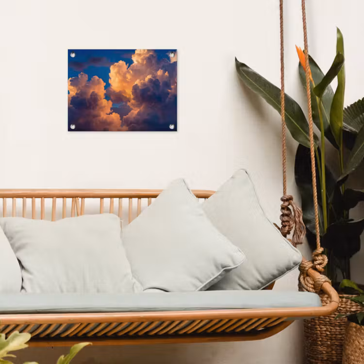 Wolken - Zonsondergang - Natuur - Oranje - Blauw tuinposter los doek klein -sfeer7