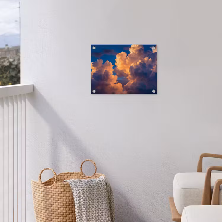 Wolken - Zonsondergang - Natuur - Oranje - Blauw tuinposter los doek klein -sfeer8