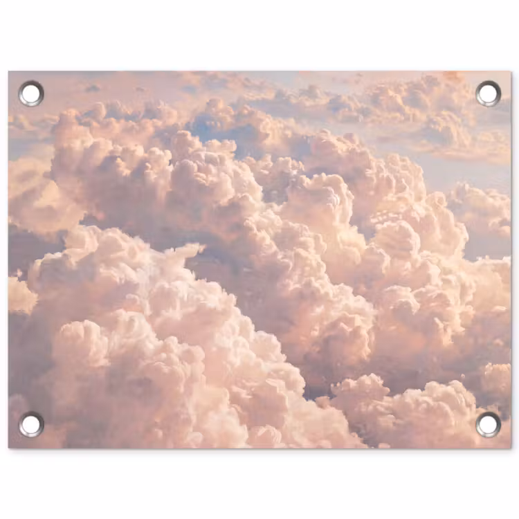 Wolken - Zonsondergang - Natuur - Pastel - Roze tuinposter los doek klein -3d