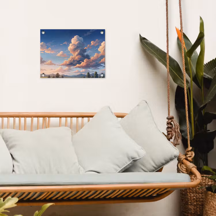 Wolken - Daghemel - Natuur - Illustratie - Oranje tuinposter los doek klein -sfeer7
