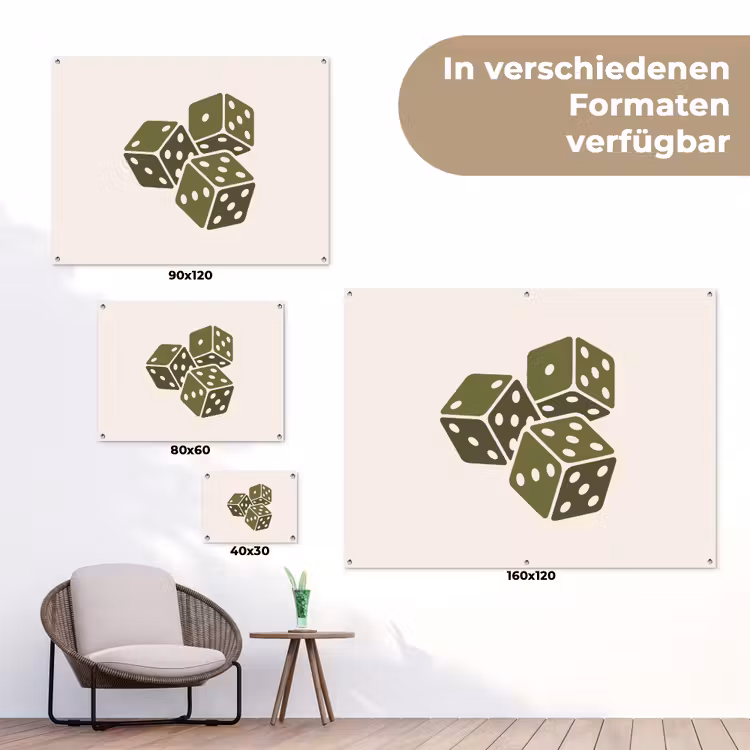 Dobbelsteen - Spel - Groen - Abstract tuinposter los doek klein -Xsfeer9_DE