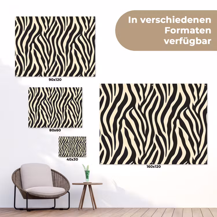 Zebra - Print - Klassiek - Zwart tuinposter los doek klein 239 -Xsfeer9_DE